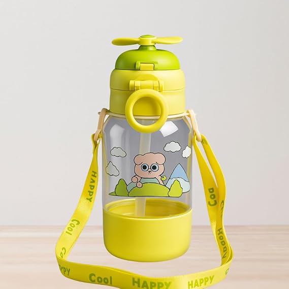 Compass Box 680ml Kids Sipper Water Bottle | Colourful Cartoon Design | BPA-Free | Flip-Top Lid & Carry Strap | Safe Straw for Toddlers | Idea for School,...