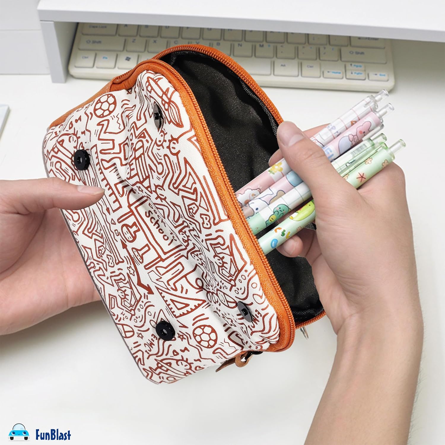 Large Capacity Pencil Pouch – Expandable Pencil Pouch with Zipper Closure Portable Makeup Pouch, Aesthetic Pencil Case, Cute Stationery Bag for Students Girls Adults Office