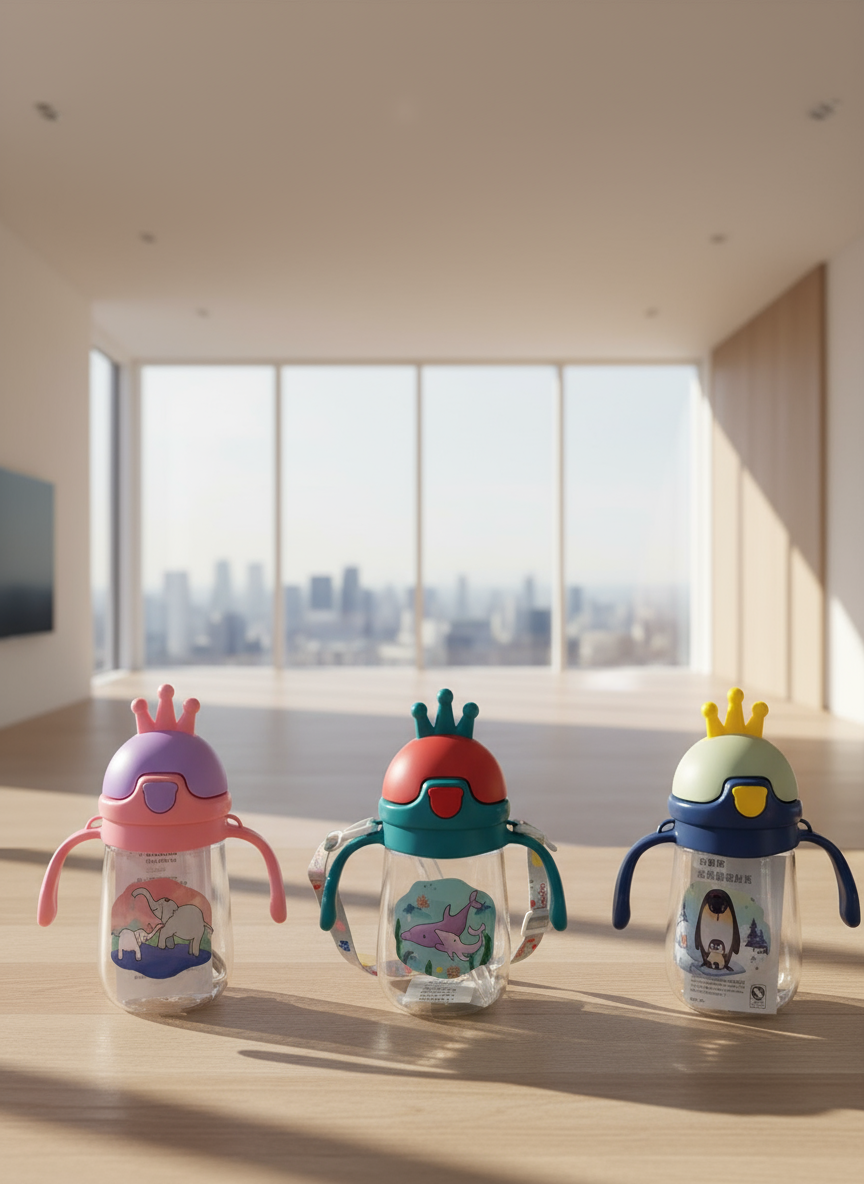 Compass Box Premium Sipper Cup with Handles | BPA Free & Leak Proof | Sipper with Soft Silicone Straw