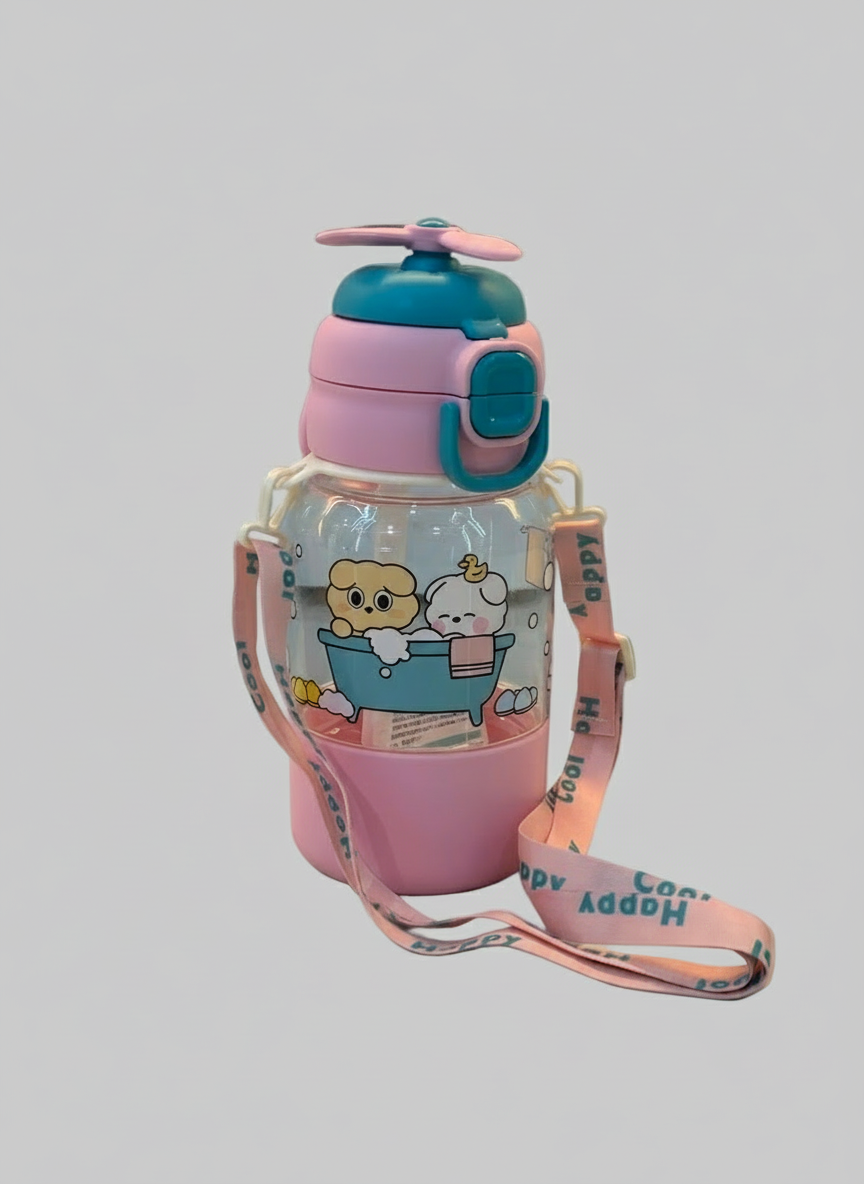 Compass Box 680ml Kids Sipper Water Bottle | Colourful Cartoon Design | BPA-Free | Flip-Top Lid & Carry Strap | Safe Straw for Toddlers | Idea for School,...