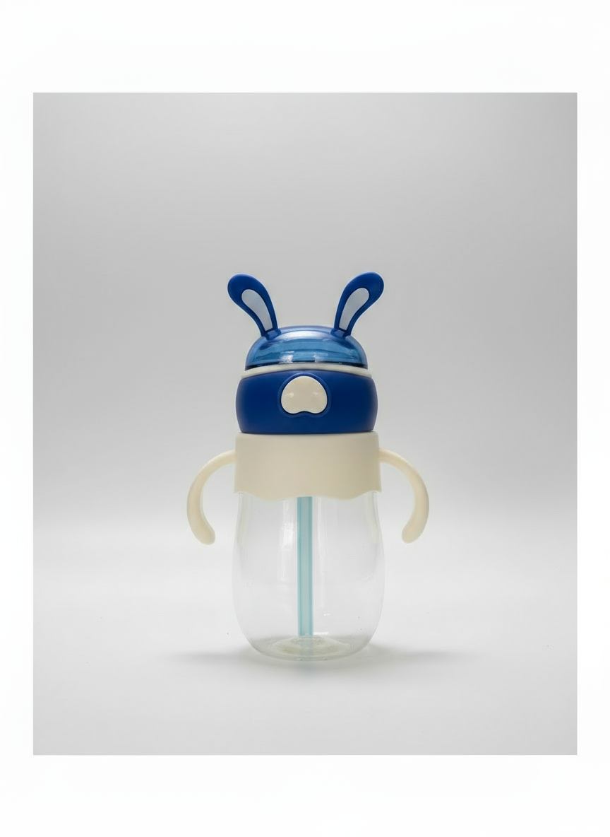 Feeding Water Drink Straw Water Bottle Sippy Cup with Handle, 300ml Multi Color Anti-Spill Sippy Baby/Kids of 9+ Months