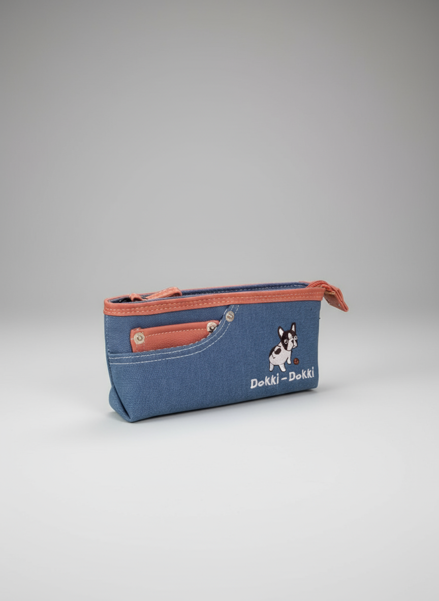 Aeshtetic Cartoon Theme Jeans Pants Types Vanity Large Capacity Pencil Pouch with Zipper Stationary Organizer for Boys Girls