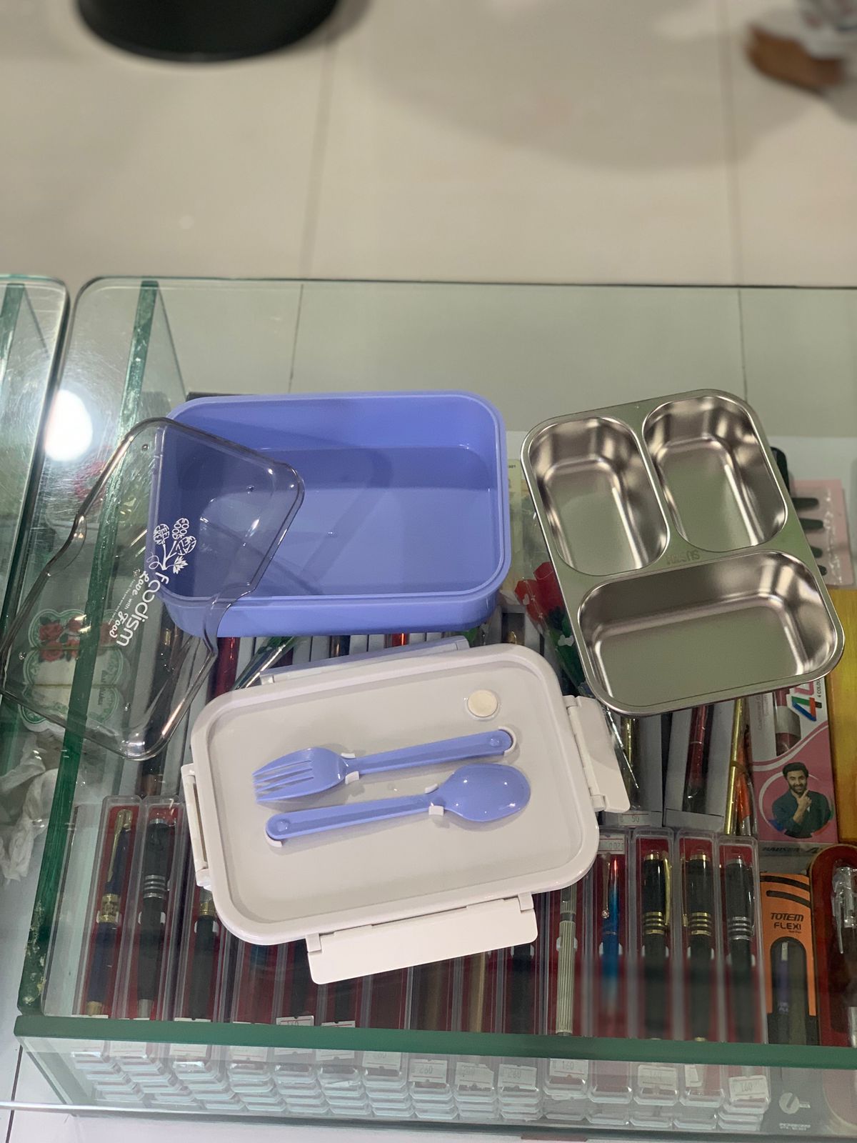3 Compartment Air Tight Stainless Steel Lunch Box with Spoon & Folk 3 Containers Lunch Box (750 ml, Thermoware)