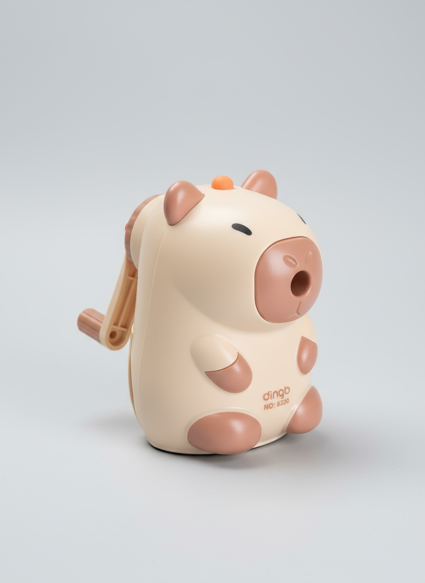 Pencil Sharpener, Cartoon Animal Manual Adjustable Pencil Sharpener with Crank and Container for Children's Office School Classroom Stationery Gift for Kids (Capybara Sharpener)