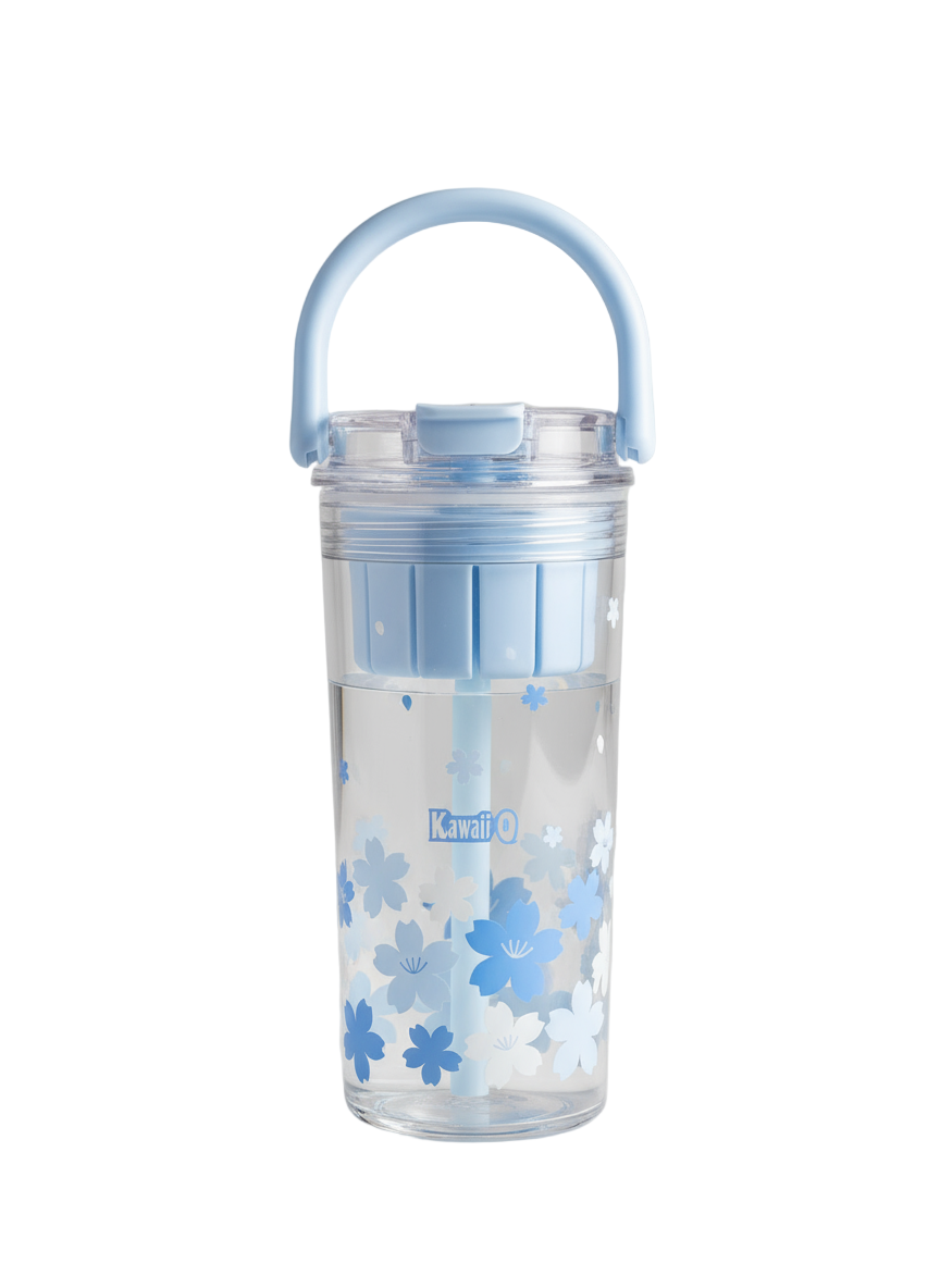 Flower Print Water Bottle with Handle – 650 ml Leak-Proof Tritan Bottle for Kids & Girls | BPA-Free Cute Sipper Bottle for School, Travel, Sports