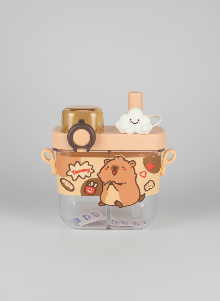 Unicorn Water Bottle for Kids – 580 ML Cute Leak-Proof Dual Compartment Straw Bottle with Strap, BPA-Free Sipper Bottle, Portable School Water Bottle for Girls (Unicorn)