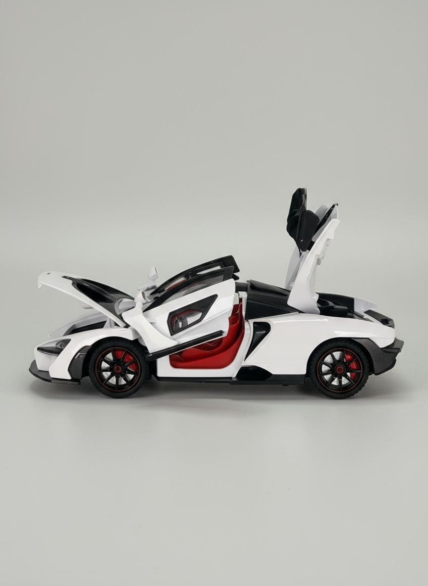 1:24 Scale Lamborgini LP750 Toy Car for Kids Die Cast Metal Cars Diecast Toy Car with Light Sound Pull Back Openable Door, White