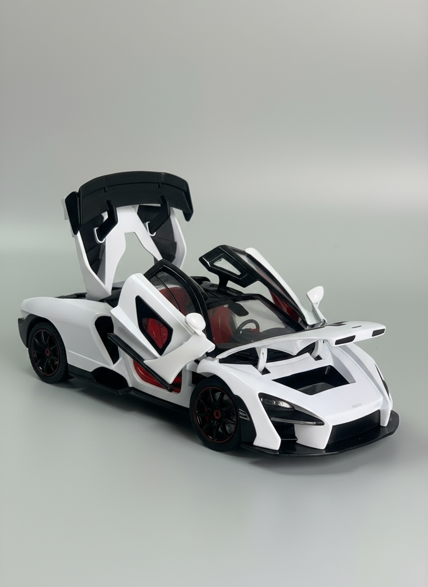 1:24 Scale Lamborgini LP750 Toy Car for Kids Die Cast Metal Cars Diecast Toy Car with Light Sound Pull Back Openable Door, White