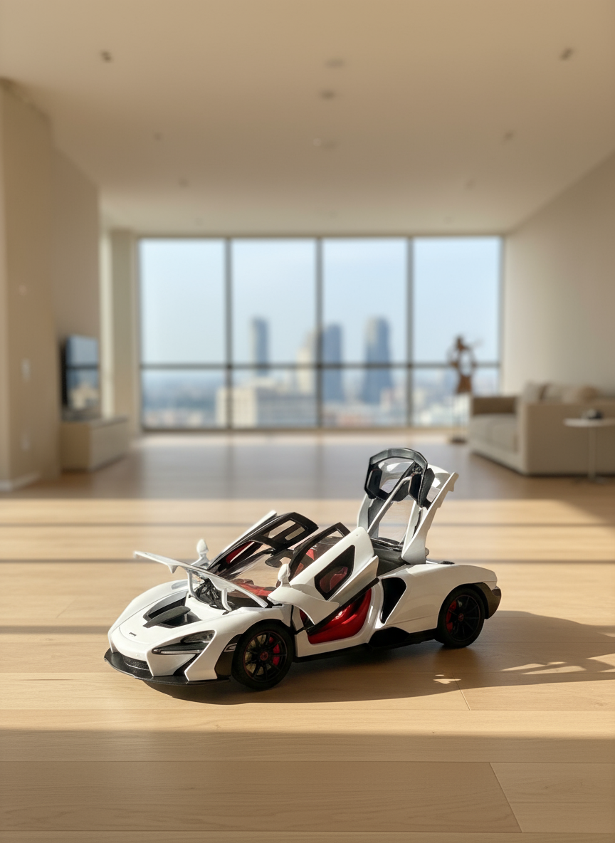 1:24 Scale Lamborgini LP750 Toy Car for Kids Die Cast Metal Cars Diecast Toy Car with Light Sound Pull Back Openable Door, White