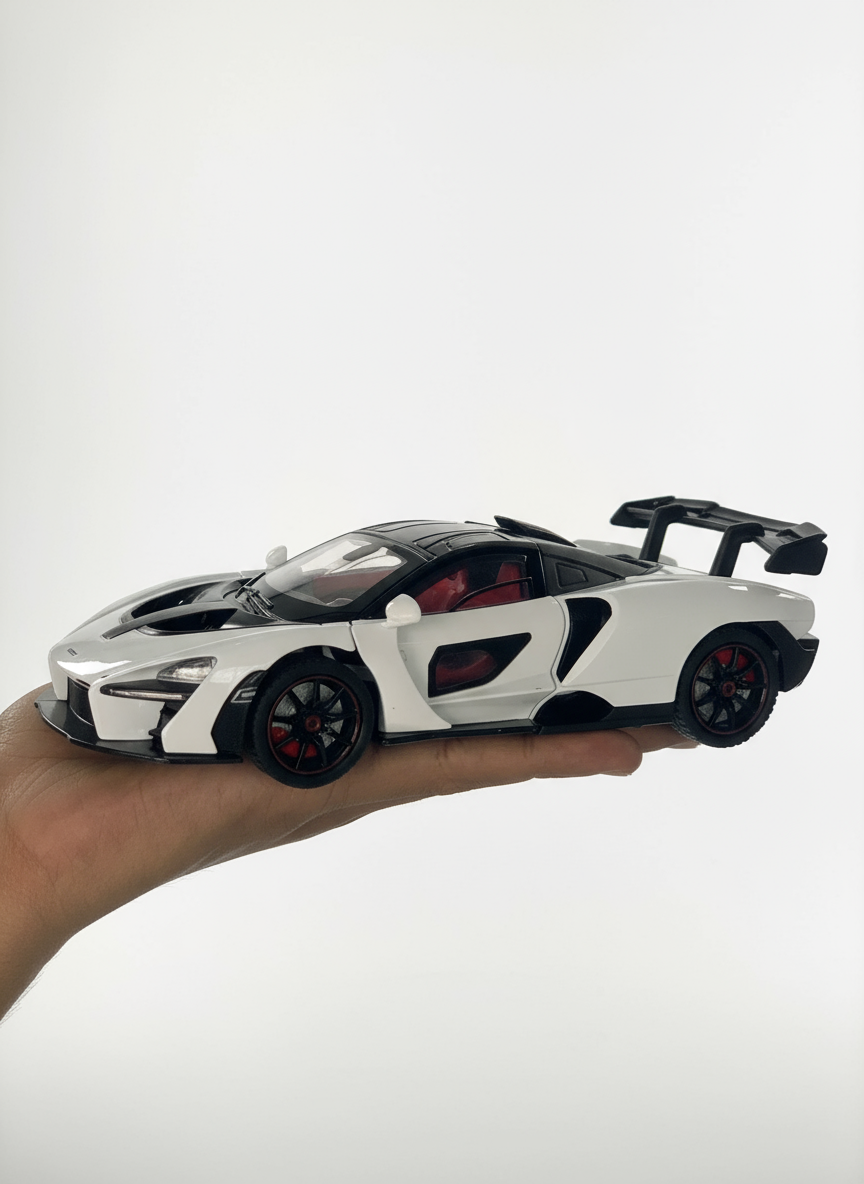 1:24 Scale Lamborgini LP750 Toy Car for Kids Die Cast Metal Cars Diecast Toy Car with Light Sound Pull Back Openable Door, White