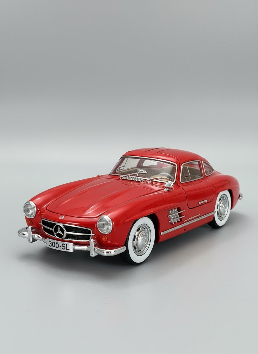 1:24 Scale 1955 Mercedes-Benz 300sl Vintage Model Toy Car with Sound and Light Function, Children's Toy Model Car with Pullback Function, Collector's Quality (1:24 Red)
