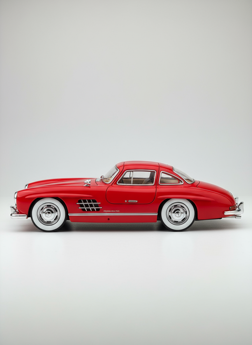 1:24 Scale 1955 Mercedes-Benz 300sl Vintage Model Toy Car with Sound and Light Function, Children's Toy Model Car with Pullback Function, Collector's Quality (1:24 Red)