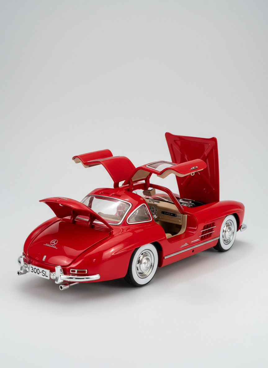 1:24 Scale 1955 Mercedes-Benz 300sl Vintage Model Toy Car with Sound and Light Function, Children's Toy Model Car with Pullback Function, Collector's Quality (1:24 Red)