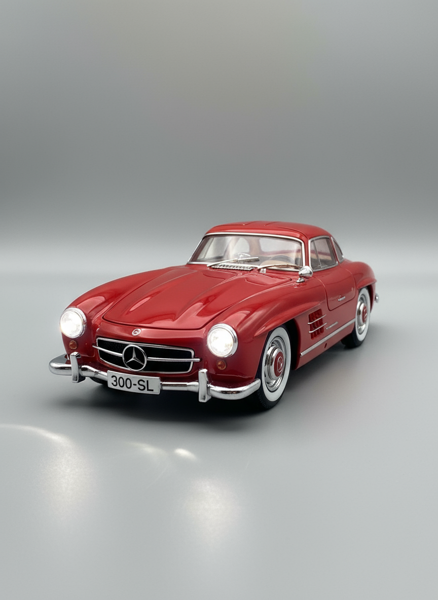 1:24 Scale 1955 Mercedes-Benz 300sl Vintage Model Toy Car with Sound and Light Function, Children's Toy Model Car with Pullback Function, Collector's Quality (1:24 Red)