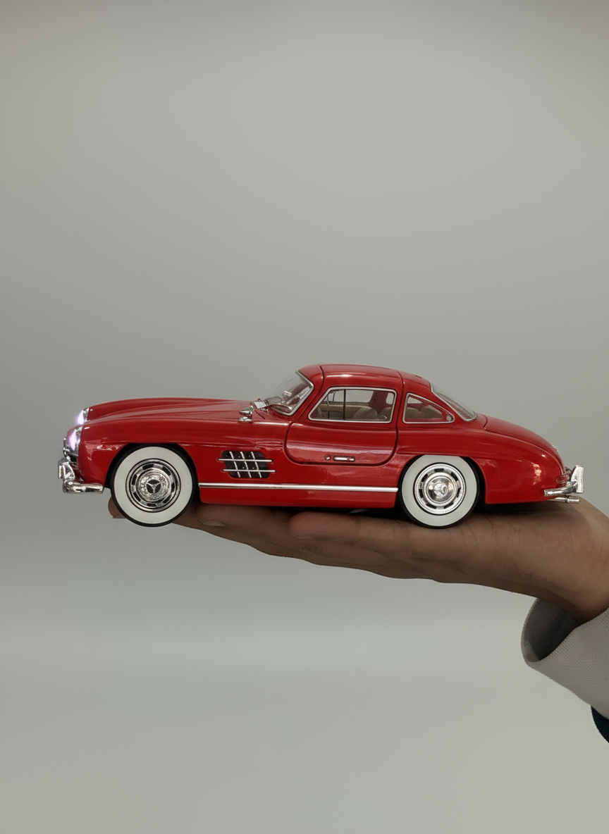 1:24 Scale 1955 Mercedes-Benz 300sl Vintage Model Toy Car with Sound and Light Function, Children's Toy Model Car with Pullback Function, Collector's Quality (1:24 Red)