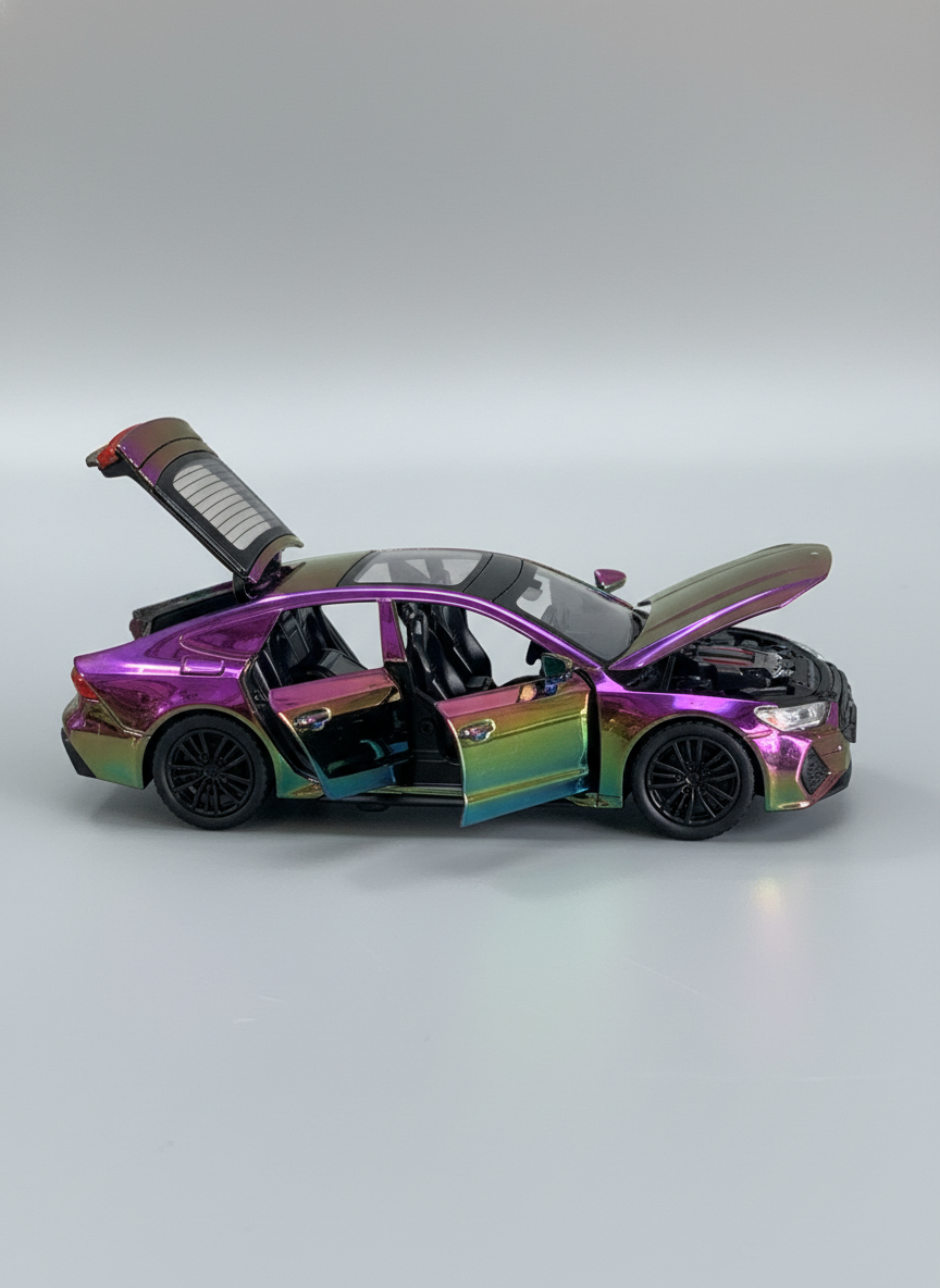 1:32 Audii RS7 Sports Diecast Metal Pull Back Car with 6 Openable Doors with Sound and Lights Toy Decoration Car Best Gift Toys for Kids