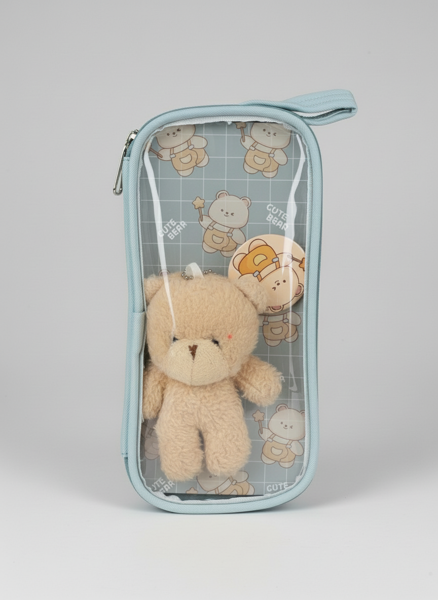Cute Bear Transparent Pencil Pouch