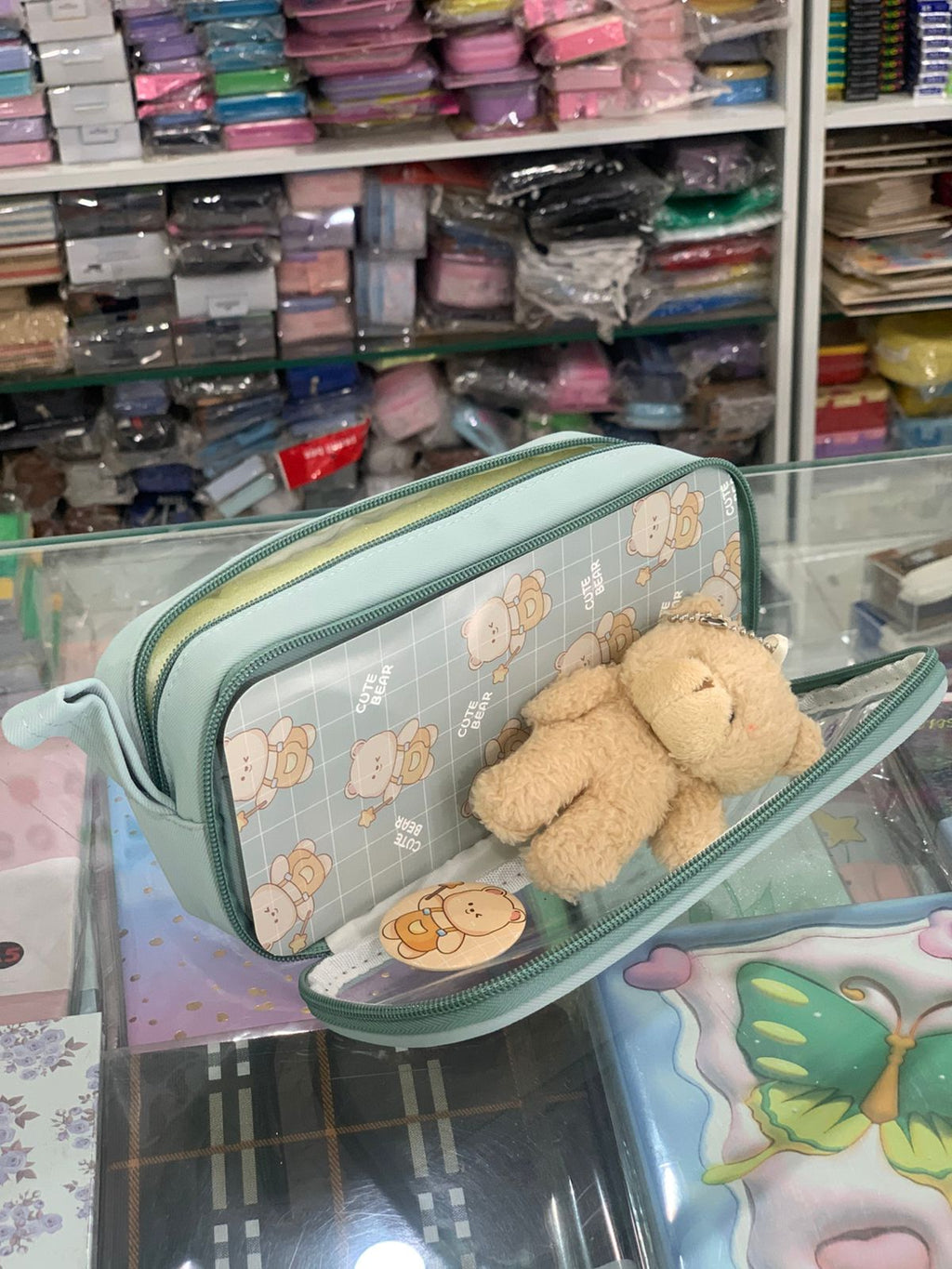 Cute Bear Transparent Pencil Pouch