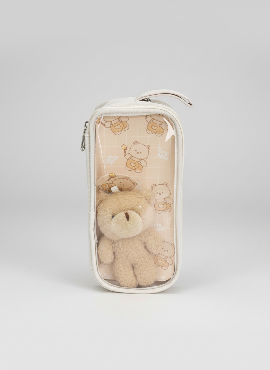 Cute Bear Transparent Pencil Pouch