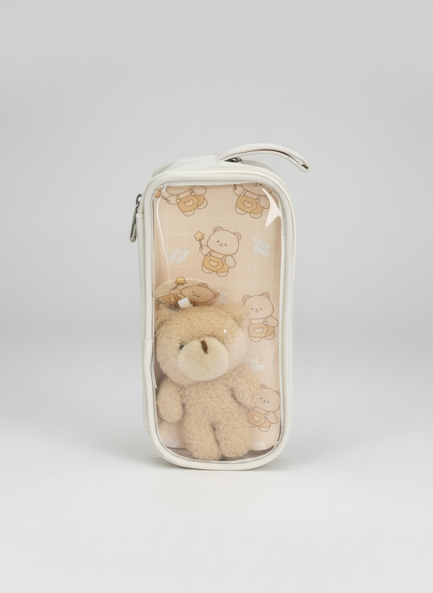Cute Bear Transparent Pencil Pouch