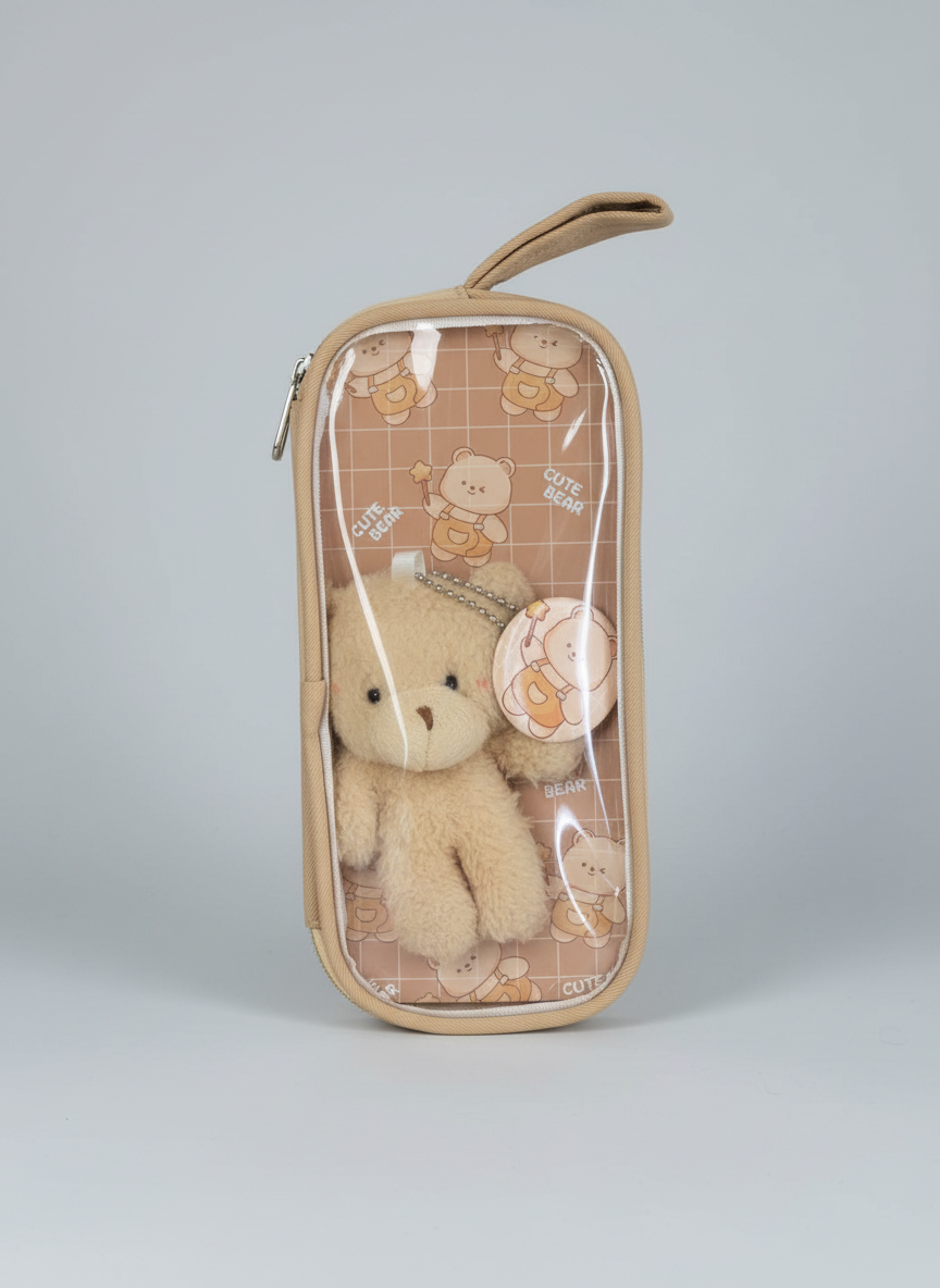 Cute Bear Transparent Pencil Pouch