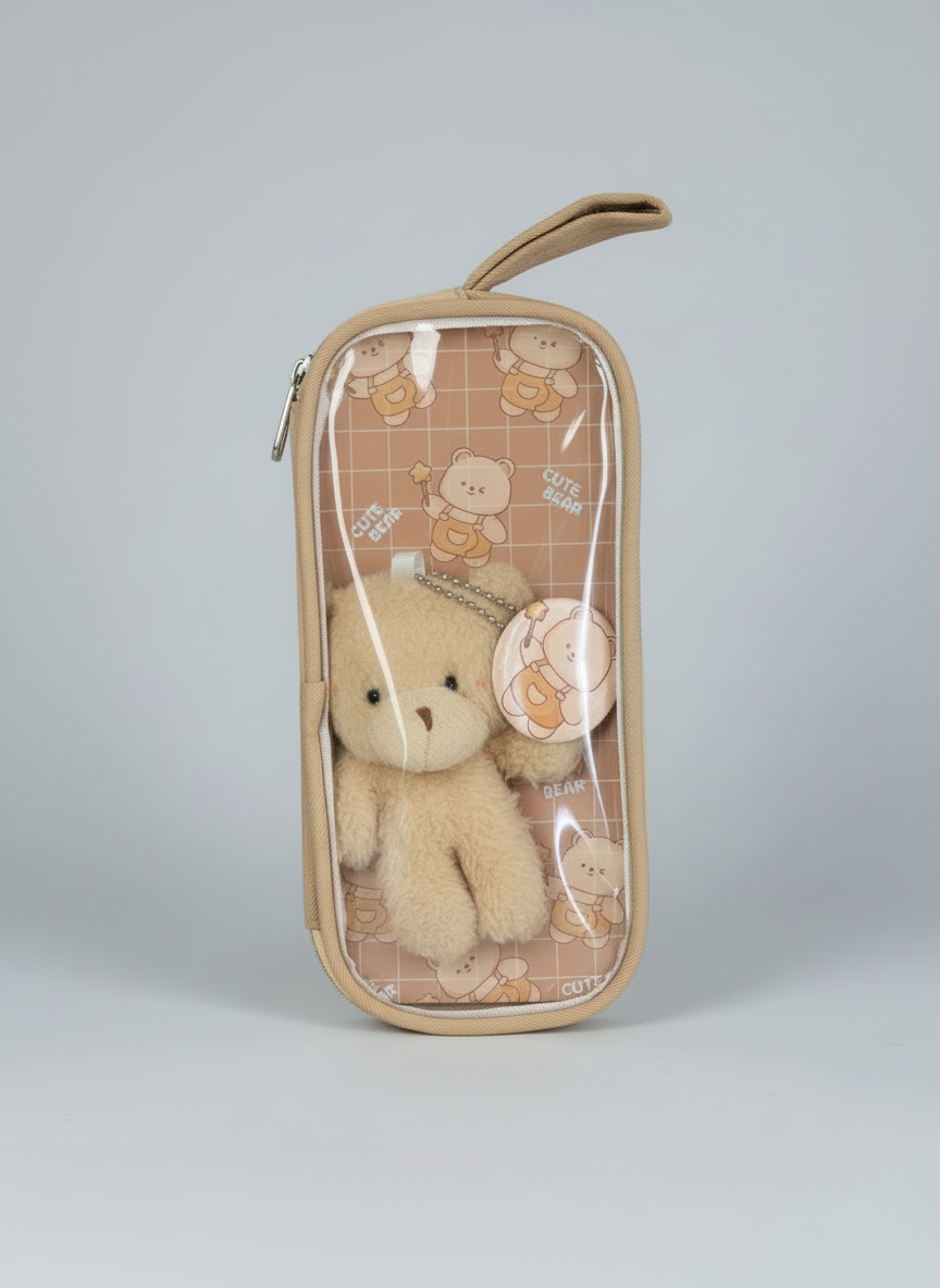 Cute Bear Transparent Pencil Pouch