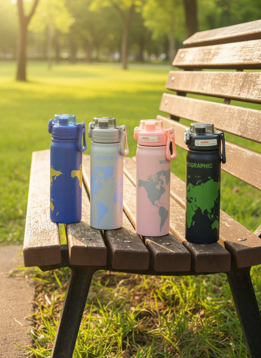 🌍   World Map Stainless Steel Insulated Bottle – 750 ml