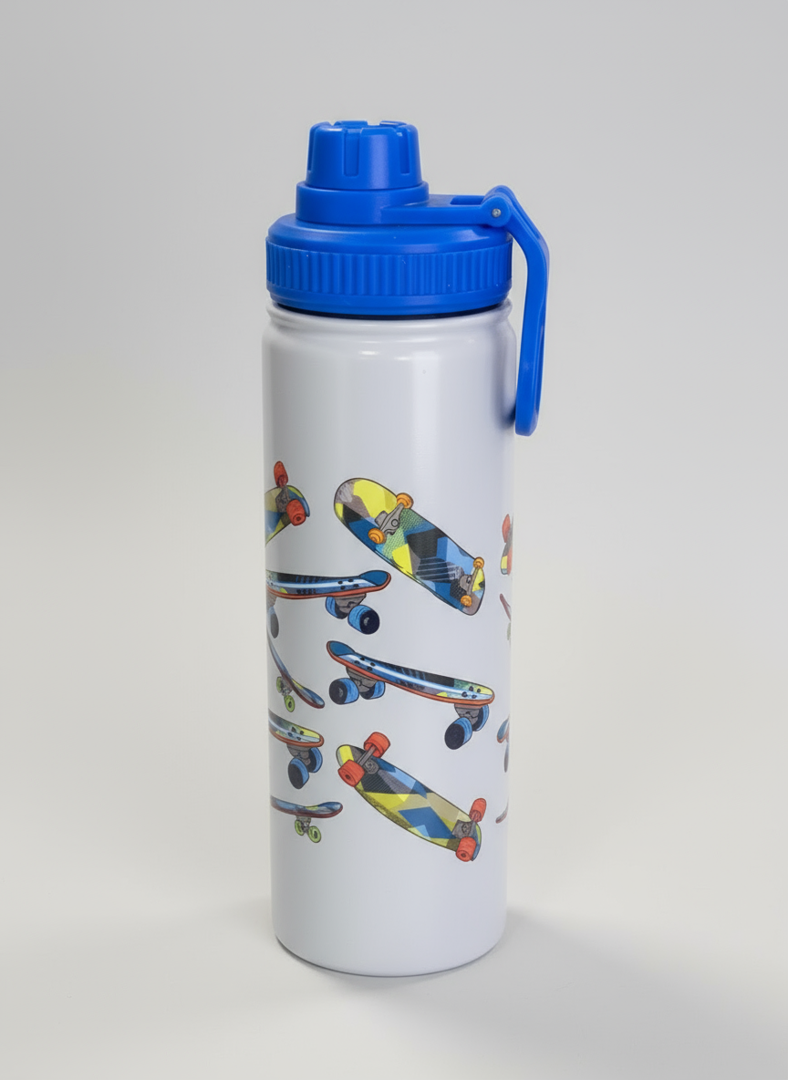 Durable Sports Print Bottle with Flip Cap – Kids Edition