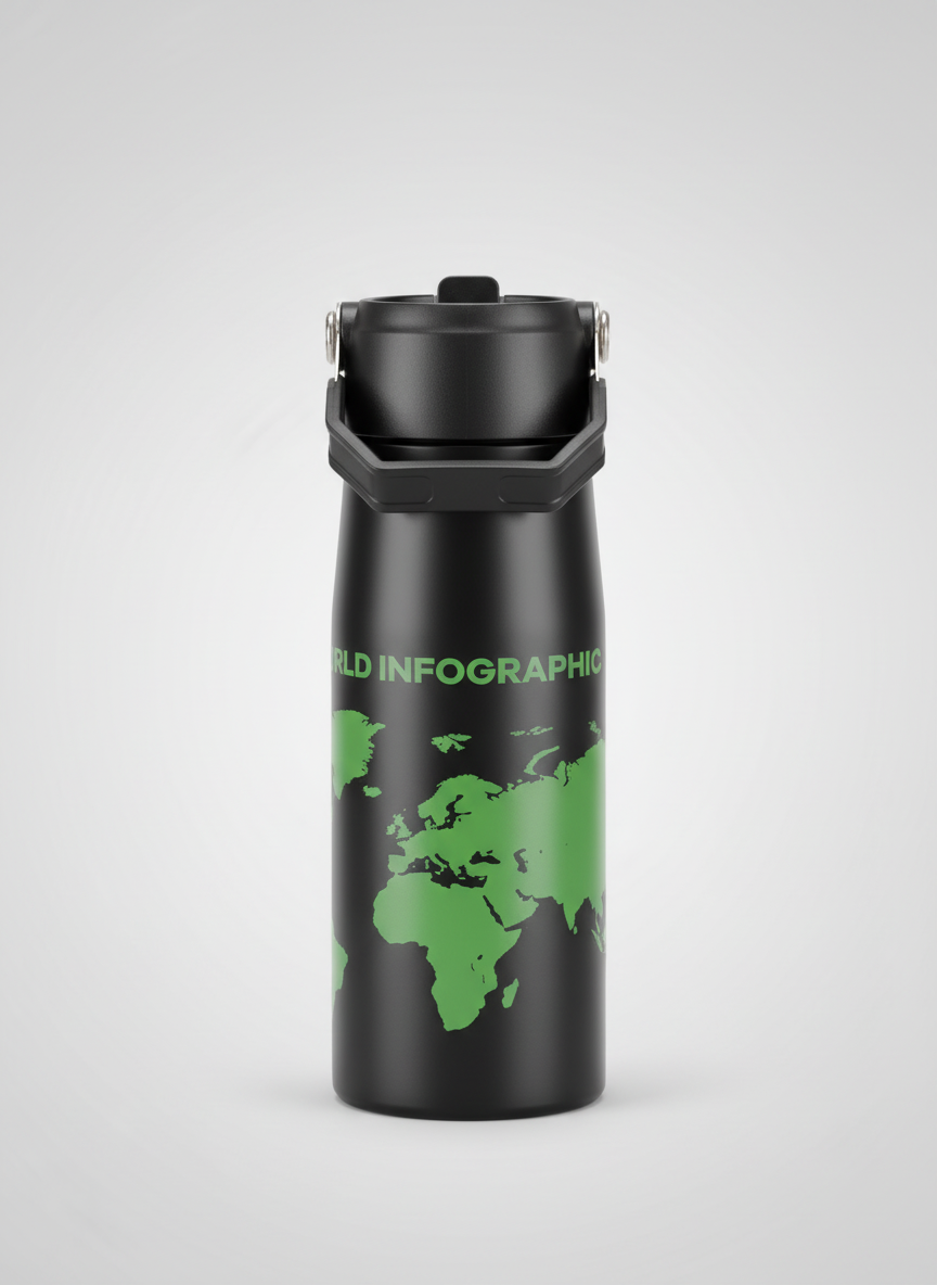 World Infographic Stainless Water Bottle – 750ml