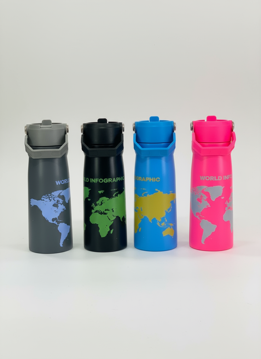 World Infographic Stainless Water Bottle – 750ml