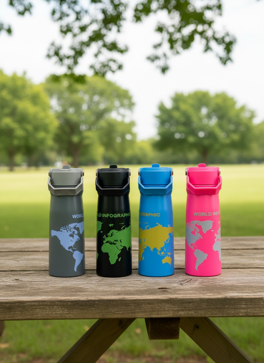 World Infographic Stainless Water Bottle – 750ml