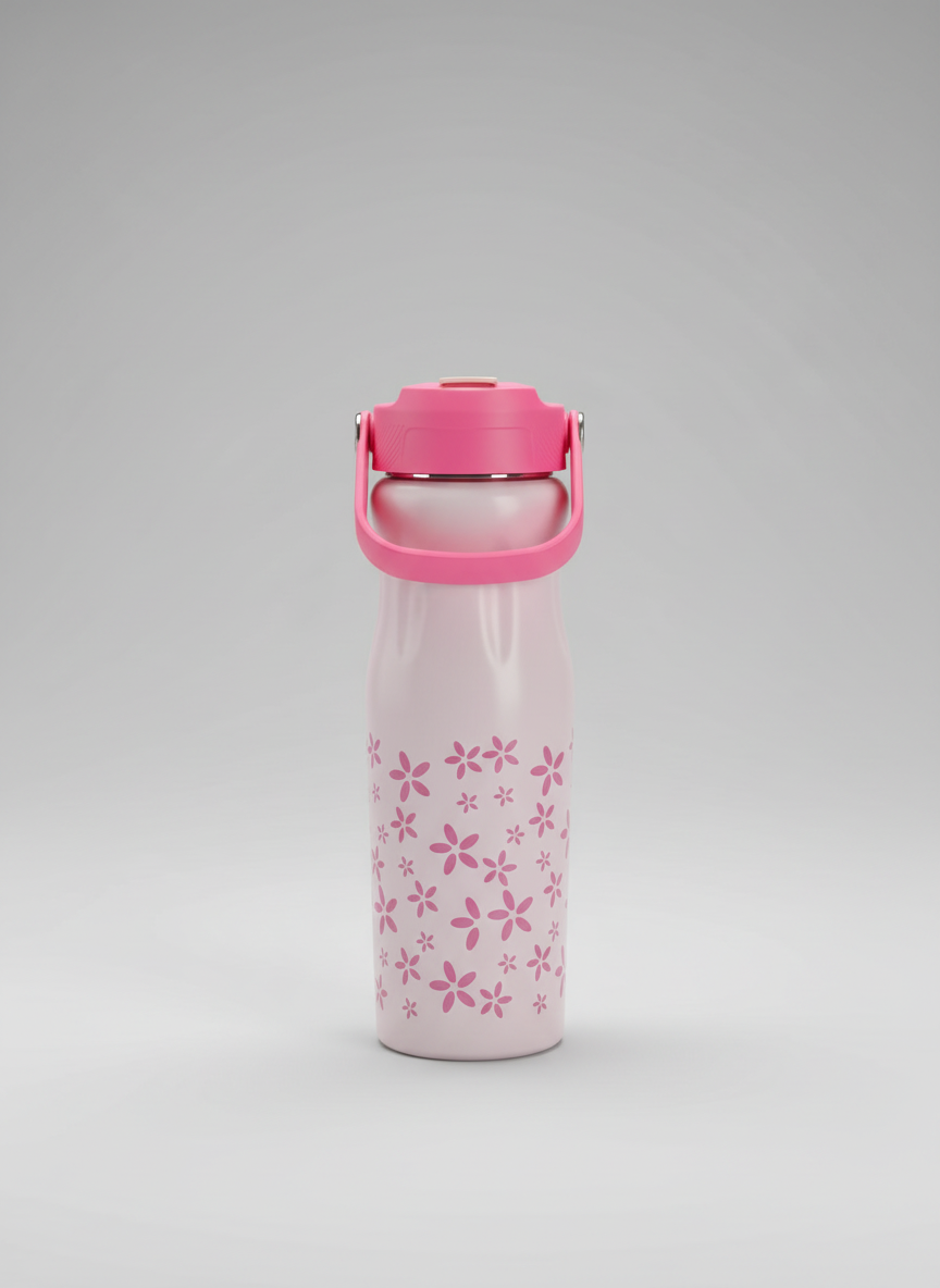 🌸 Floral Insulated Straw Bottle – Stay Hydrated in Style