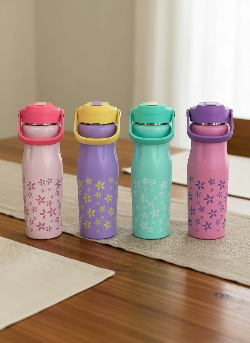 🌸 Floral Insulated Straw Bottle – Stay Hydrated in Style