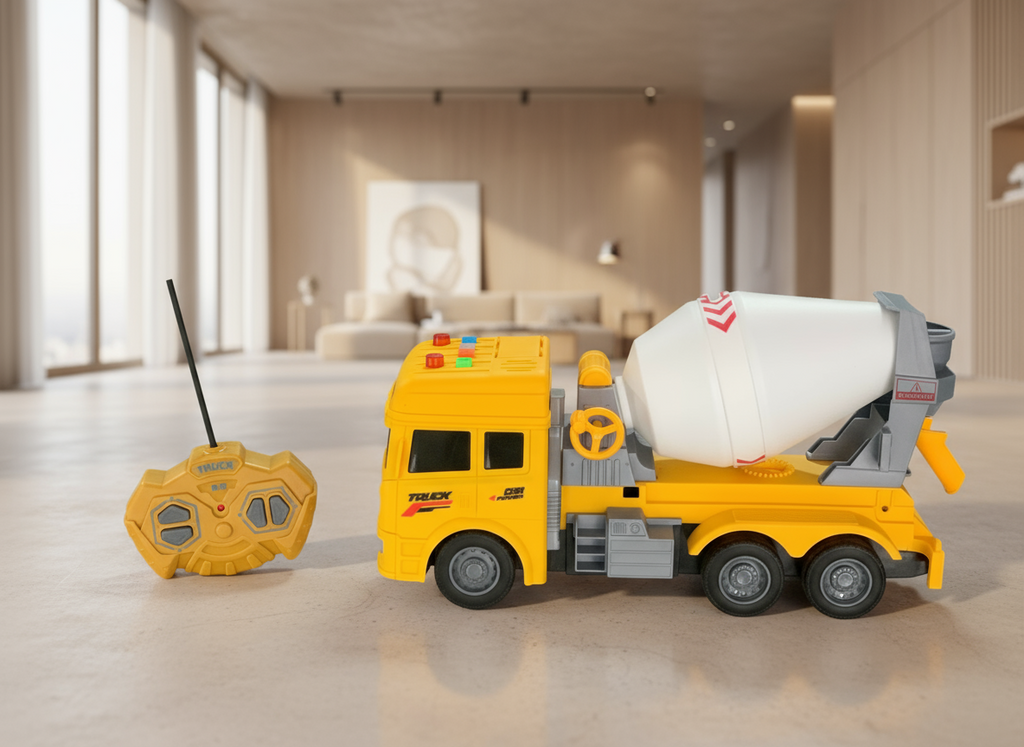 Remote Control Cement Mixer Truck for Kids-Remote Control Vehical with Spinning Drum,Light & Sounds| Age 3+