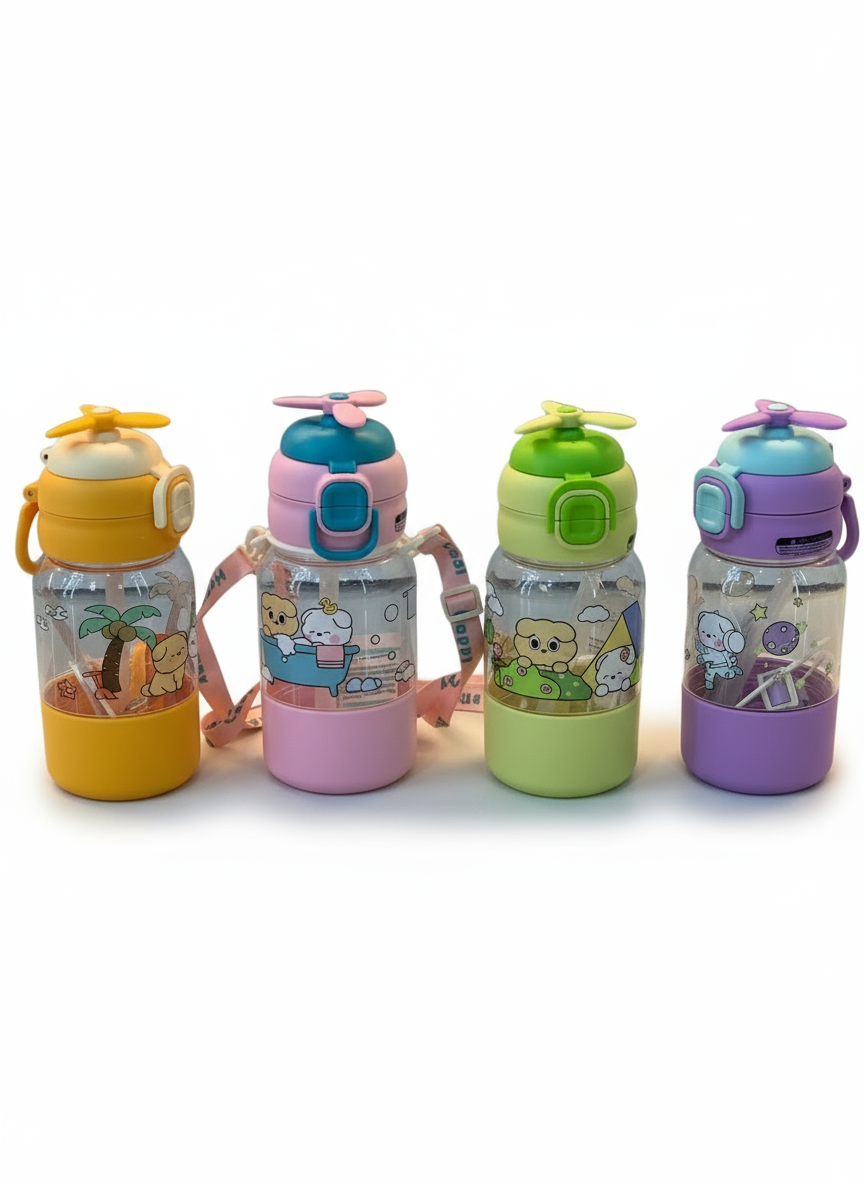 Compass Box 680ml Kids Sipper Water Bottle | Colourful Cartoon Design | BPA-Free | Flip-Top Lid & Carry Strap | Safe Straw for Toddlers | Idea for School,...