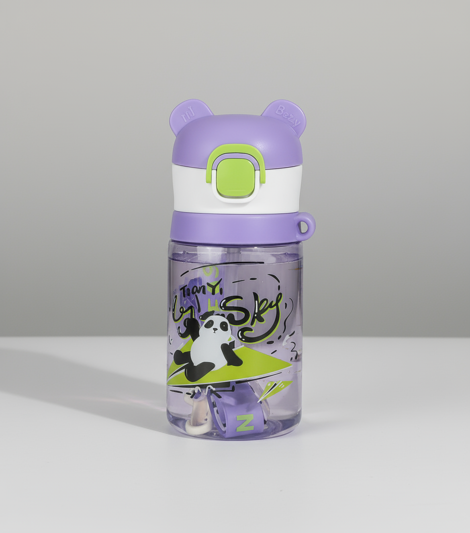 COMPASS BOX Bamboo Sipper Water Bottle with Straw for Kids | Leak Proof Sippy Water Bottle with Adjustable Strap | BPA Free & Non-Toxic 550ml Capacity | Drinking Sippy for School Kids Boys Girls