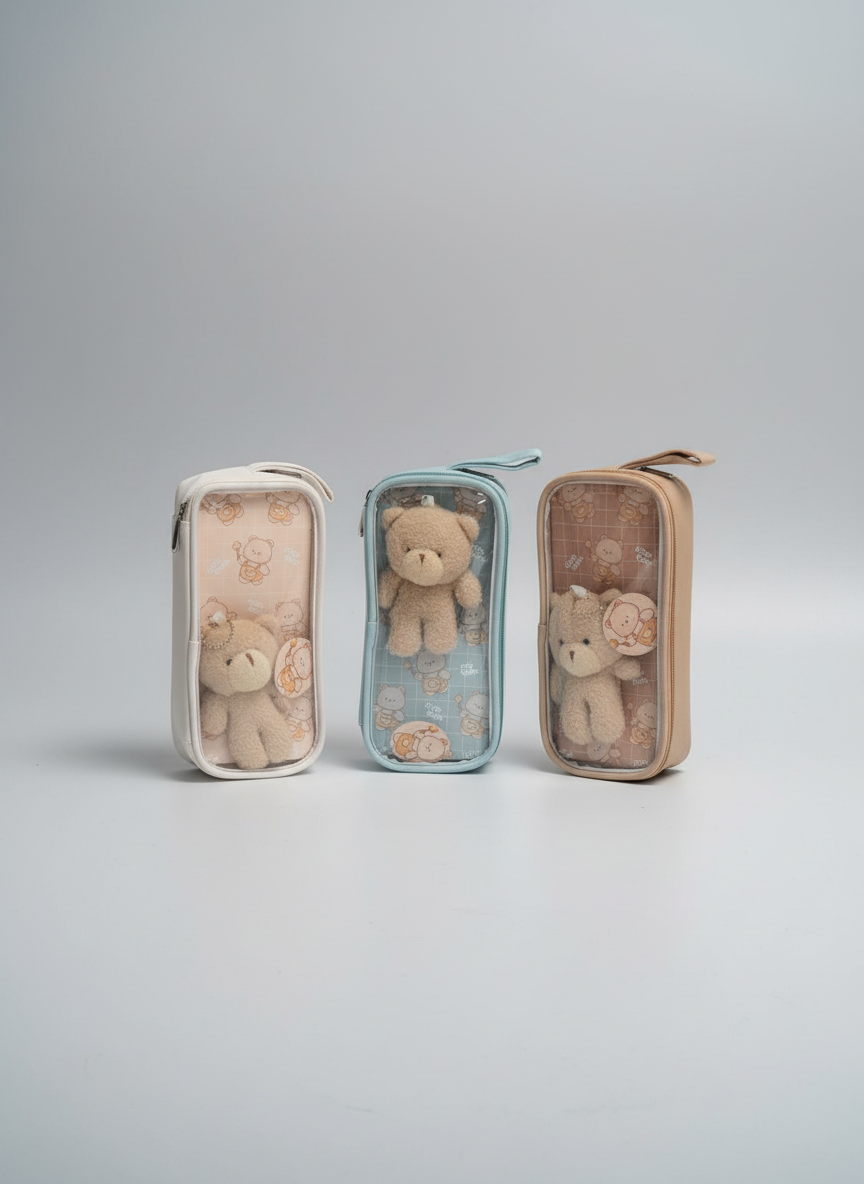 Cute Bear Transparent Pencil Pouch