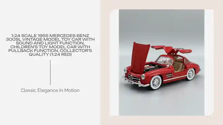 1:24 Scale 1955 Mercedes-Benz 300sl Vintage Model Toy Car with Sound and Light Function, Children's Toy Model Car with Pullback Function, Collector's Quality (1:24 Red) by@Outfy